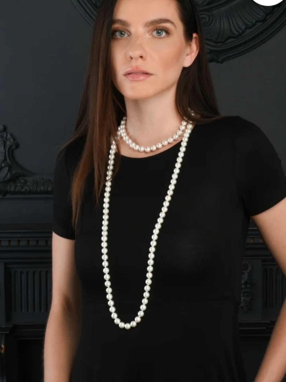 Classic White Pearl Long Necklace and Choker Set - Timeless Elegance